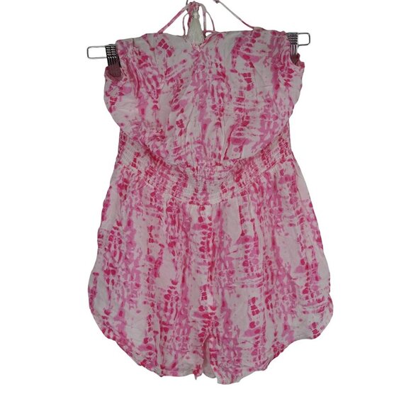 Victoria’s Secret Boho Tie-Dye Pink Smocked Waist Tassel Halter Cover-Up 100% Vi - Picture 1 of 8